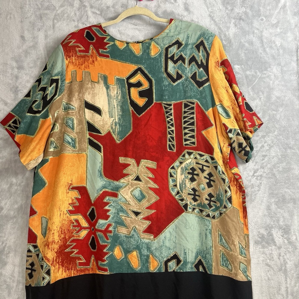 Vintage Dress Artsy Old Money IN CINQ 24w Color Block Print Relaxed Fit Made USA - Picture 14 of 14